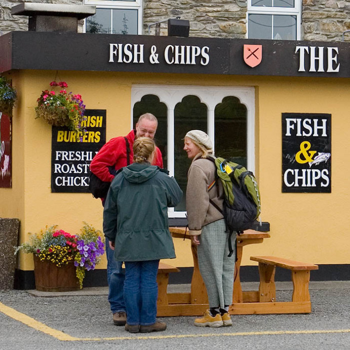 Mary, Simon, and Shirley conferring at The Hungry Knight, Sneem, Co. Kerry, Ireland