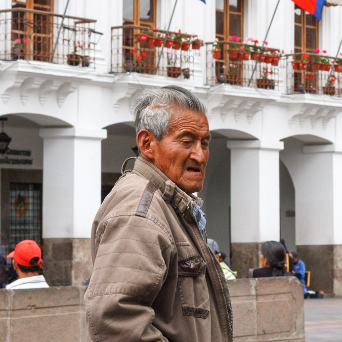 Man, in front of President's palace, Quito.