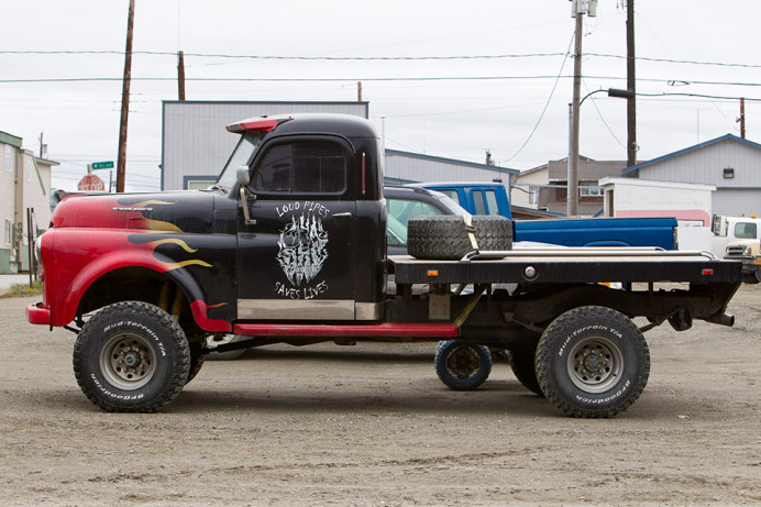 Fancy paint on sturdy truck, Nome.