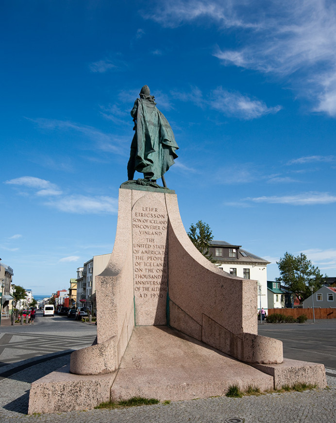 Statue of Leifr Eiriksson (variant spellings) given to Iceland by US in 1930 on the one thousandth anniversary of the Icelandic parliament.